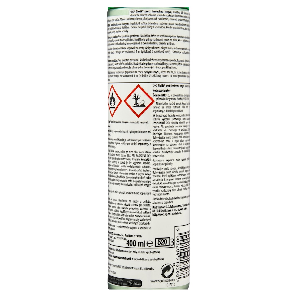image 1 of Biolit Proti lezoucímu hmyzu insekticid ve spreji 400ml