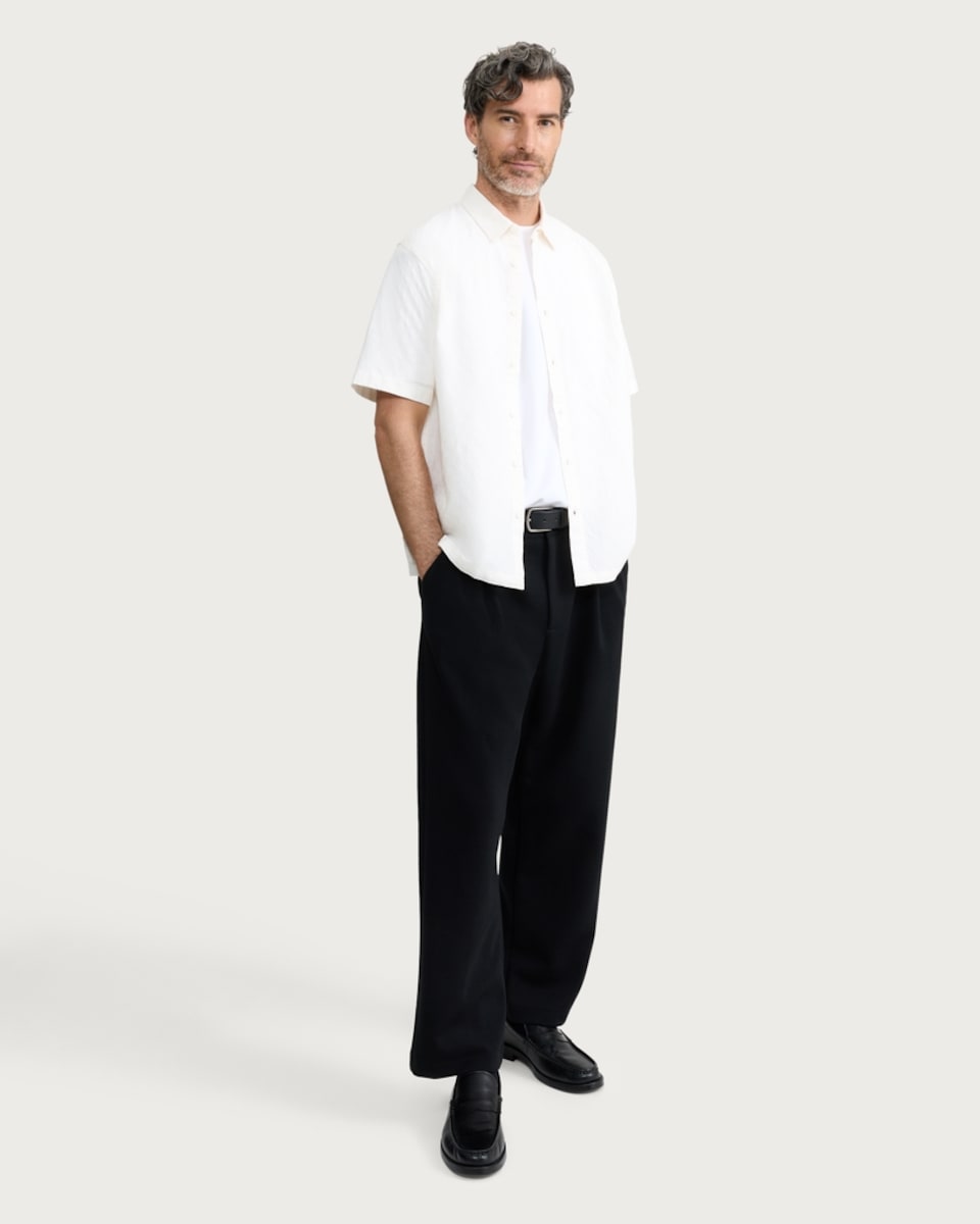 image 1 of F&F Pure Cotton Textured Short Sleeved Shirt in White