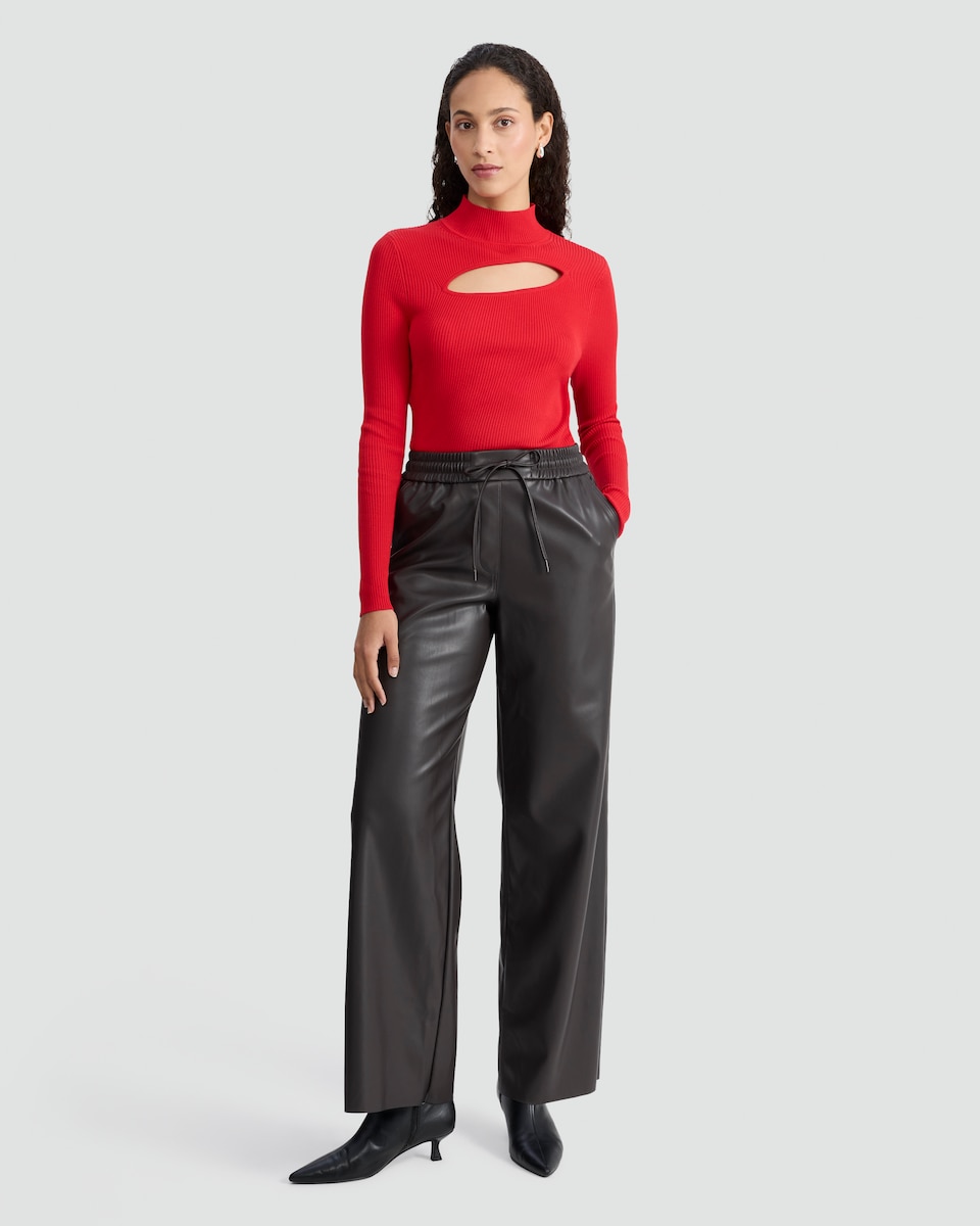 image 1 of F&F Knitted Cut Out Detail Jumper in Red