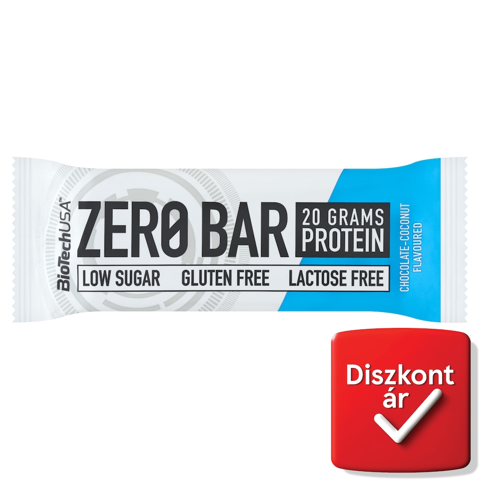 BioTechUSA Zero Bar csokoládé-kókusz ízű fehérjeszelet édesítőszerrel 50 g  1. kép