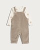 image 1 of F&F Baby 2-Pack Pure Cotton Corduroy Dungarees and Pretzel Print Bodysuit Set in Tan