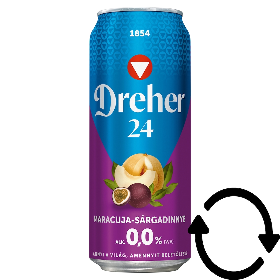Dreher 24 alkoholmentes világos sör és maracuja-sárgadinnye ízű ital keveréke 0,0% 0,5 l