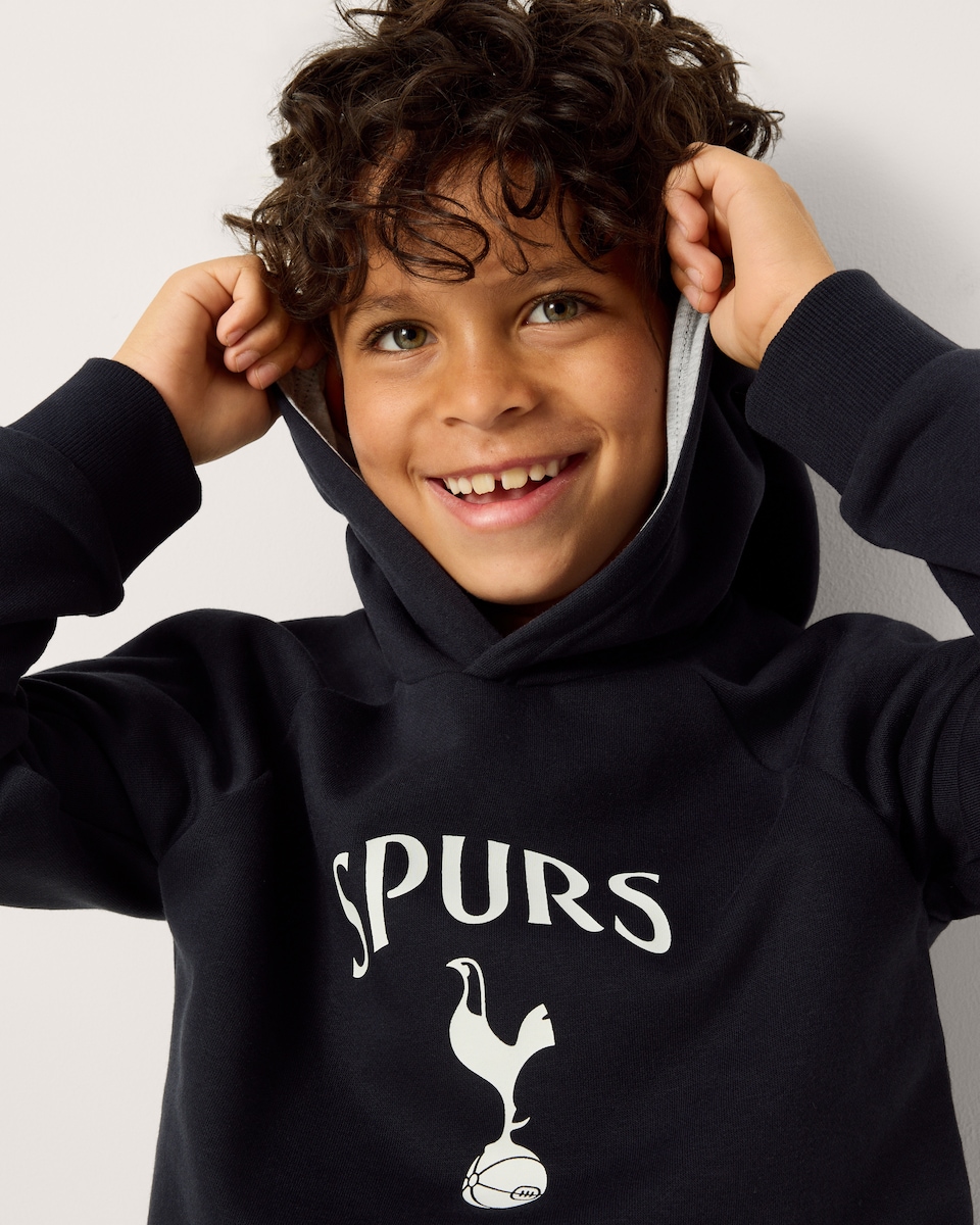 image 1 of Tottenham Hotspur Cotton Rich Hoodie in Navy
