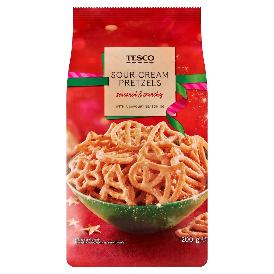 Tesco tejfölös-metélőhagymás ízű búza-burgonya perec 200 g