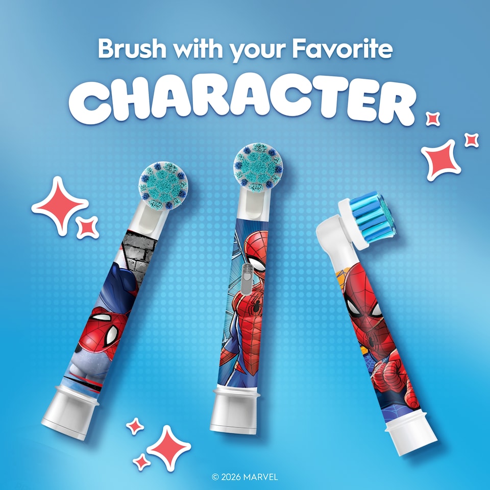 image 1 of Oral-B Pro Kids Toothbrush Heads - Spiderman 4 Pack