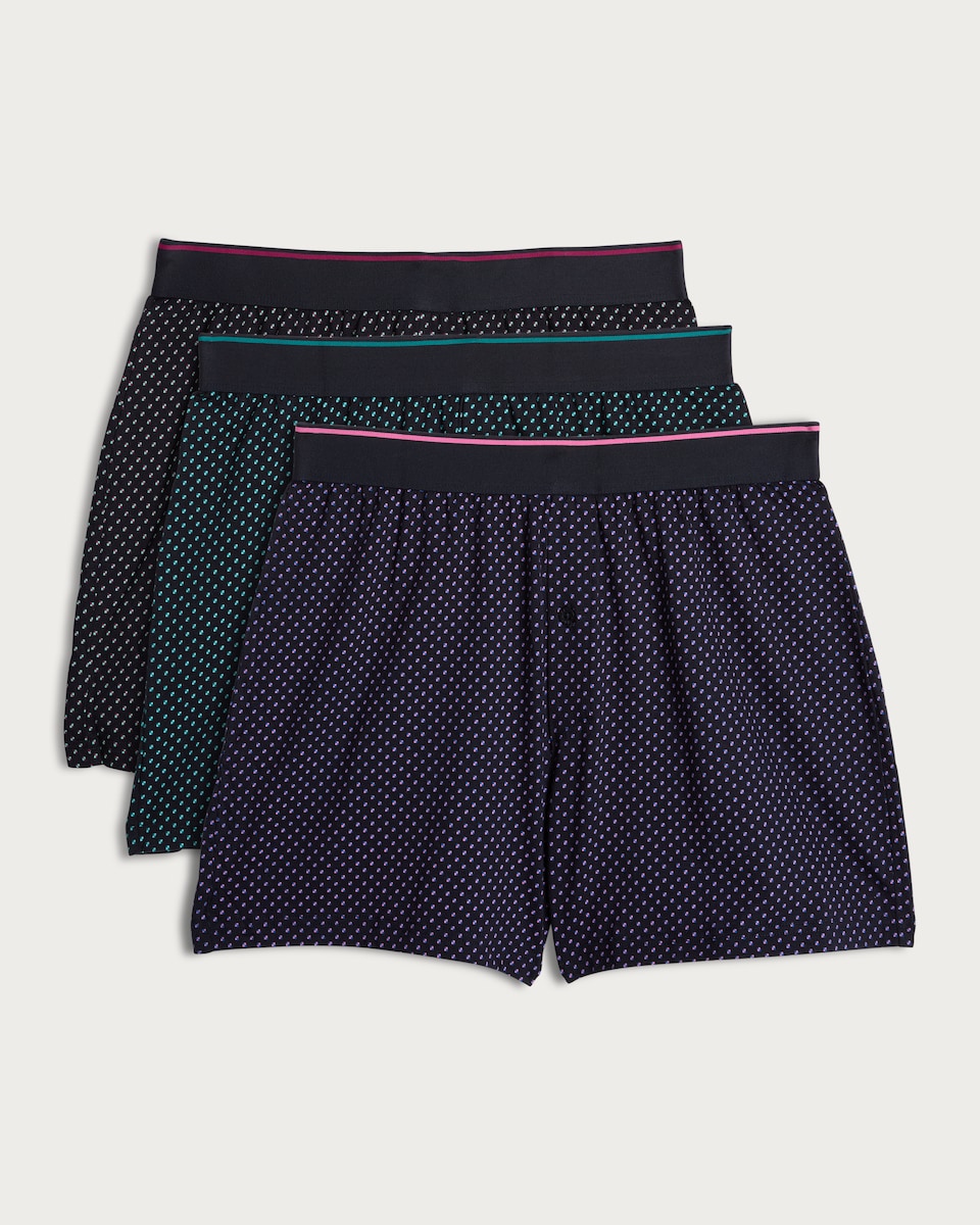 image 1 of F&F 3-Pack Pure Cotton Polka Dot Boxers  in Multi