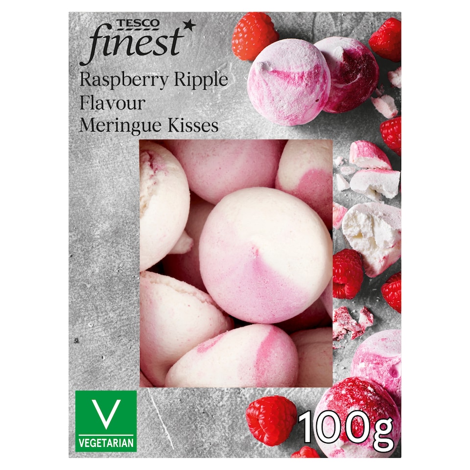 Tesco Finest Raspberry Ripple Flavour Meringue Kisses 100g