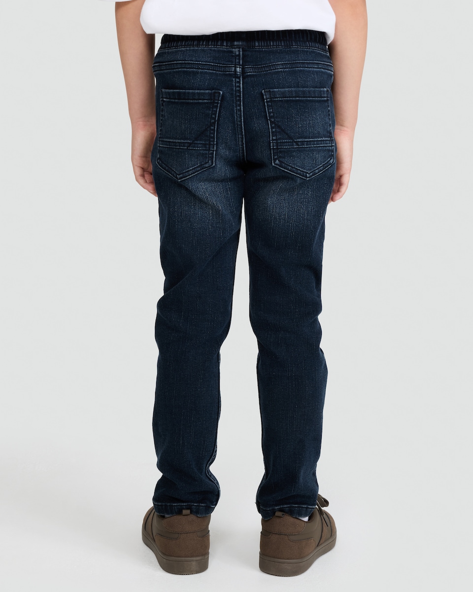 image 1 of F&F Boys Elasticated Waist Jeans in Navy