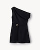 image 5 of F&F Ruched Belted Buckle Mini Dress in Black