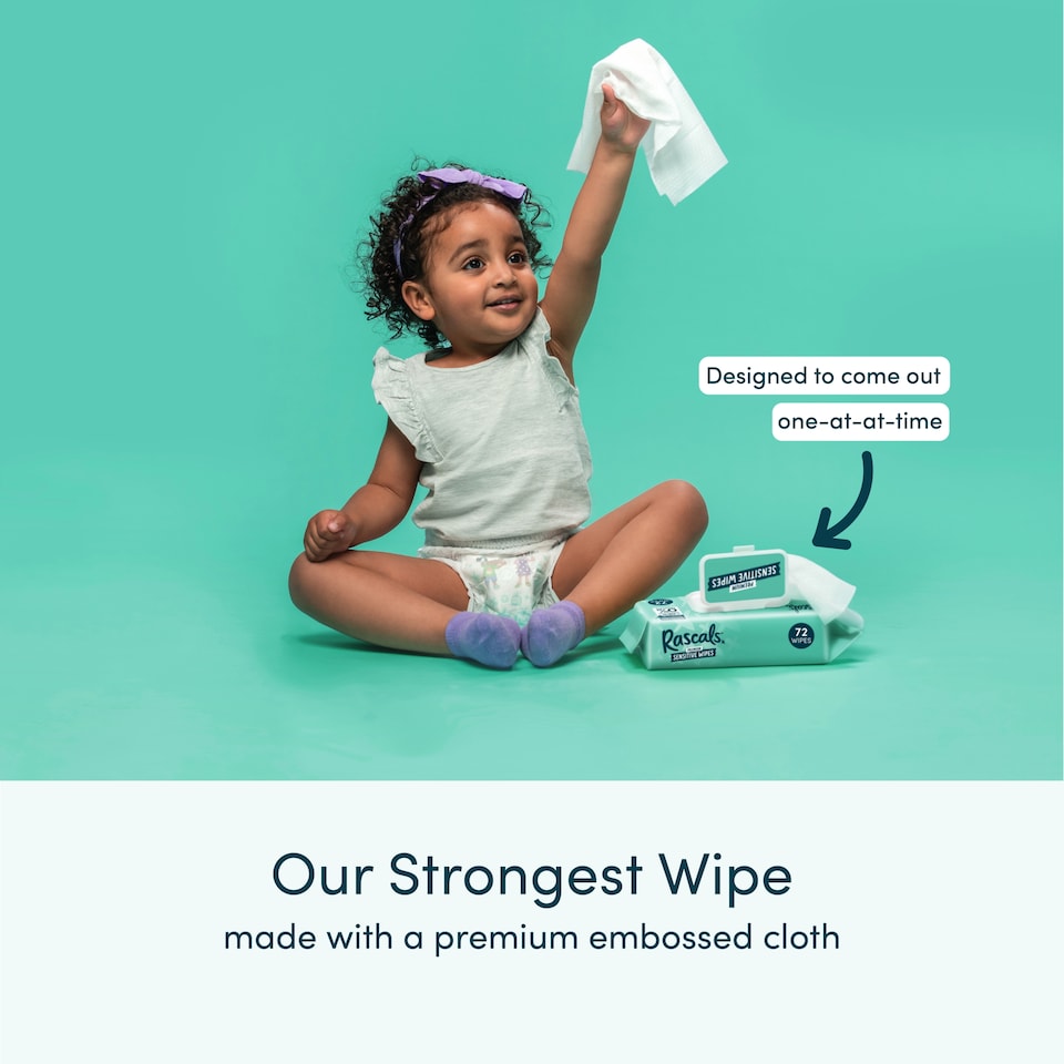 image 1 of Rascals Premium Sensitive Wipes, Biodegradable | 12 x 52 (624) Baby Wipes