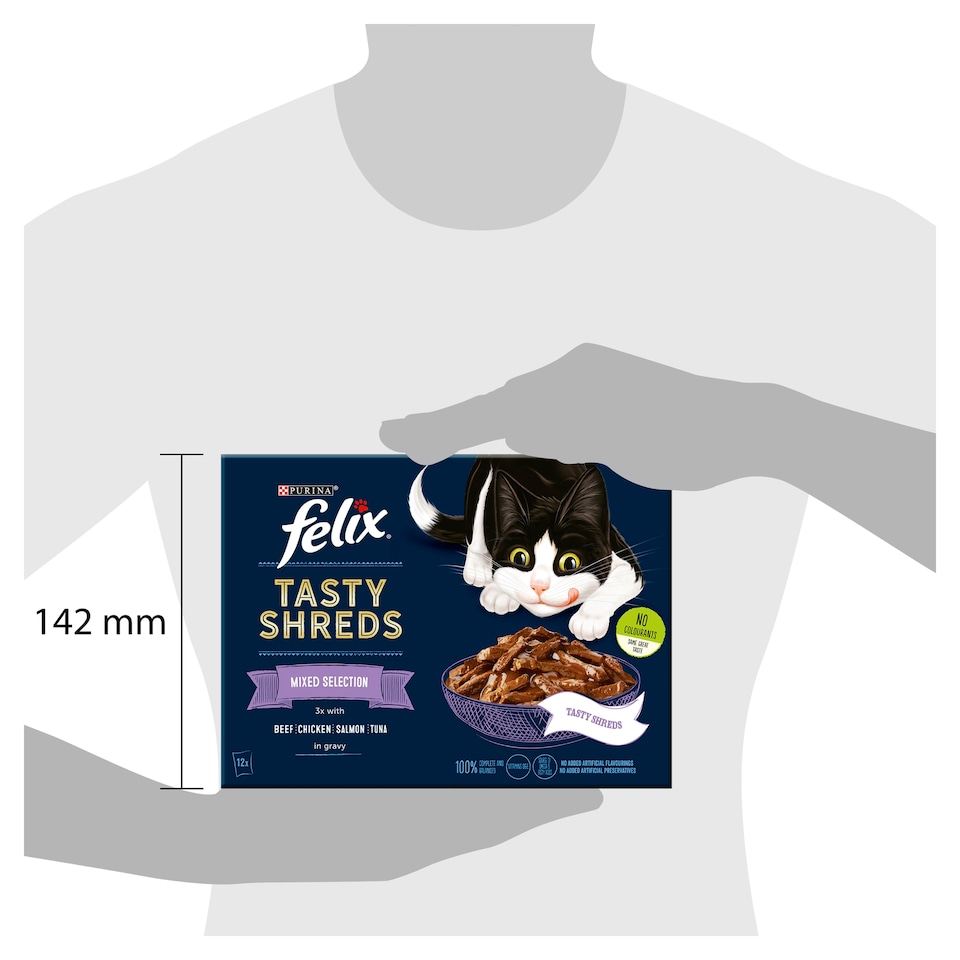 image 1 of FELIX Tasty Shreds Mixed Selection in Gravy Wet Cat Food 12x80g