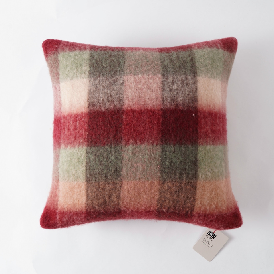 F&F Home Tartan Check Faux Mohair Cushion 45x45cm