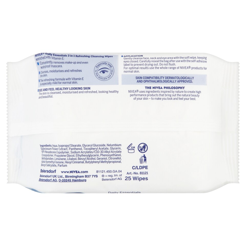 image 1 of Nivea Refreshing Cleansing Wipes X25