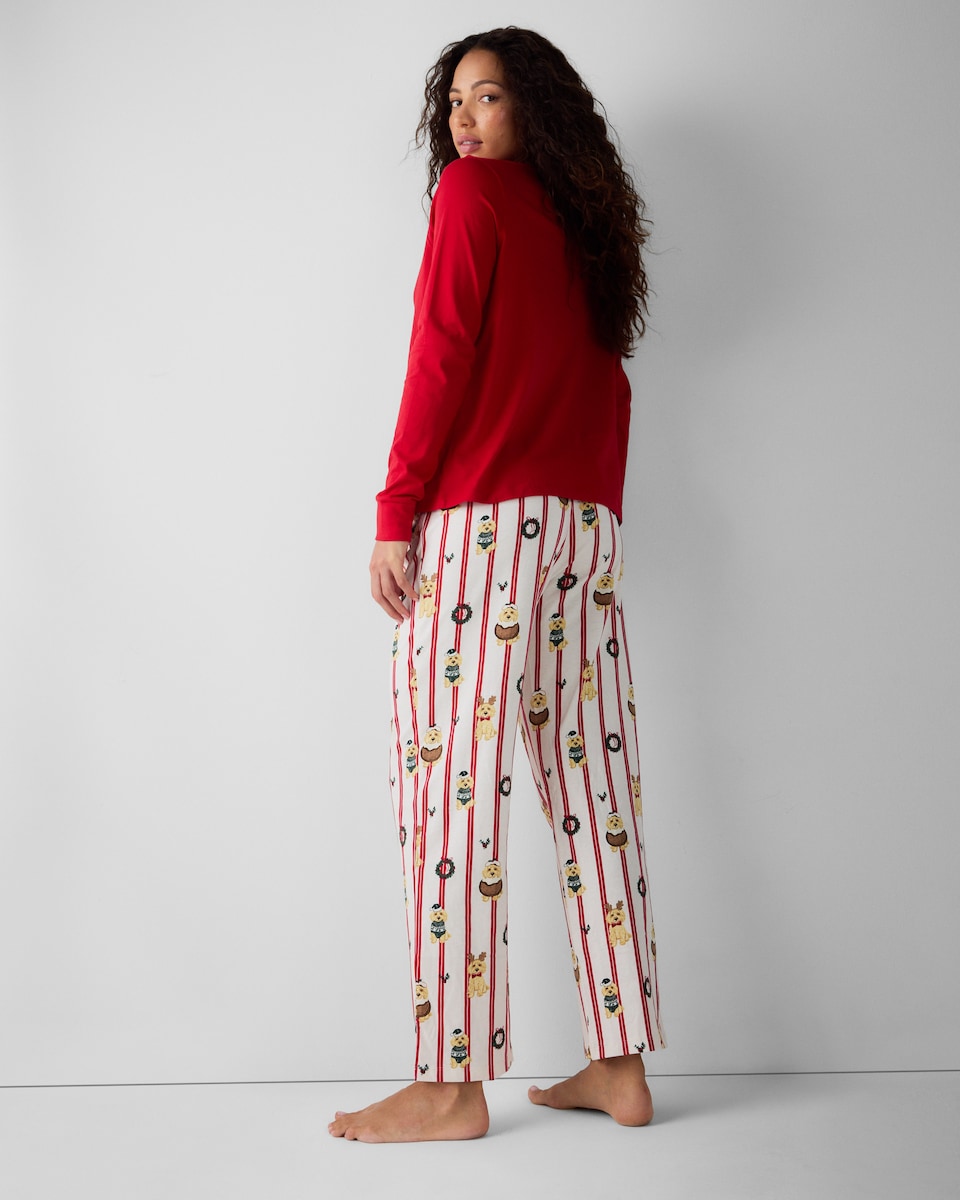 image 1 of Christmas Pure Cotton Christmas Pup Matching Family Pyjama Set in Multi Red