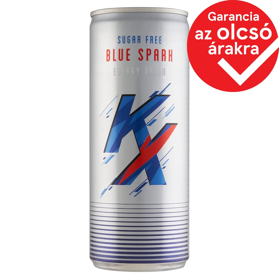 Kx Blue Spark tuttifrutti ízű, cukormentes, koffeintartalmú, szénsavas alkoholmentes ital 250 ml