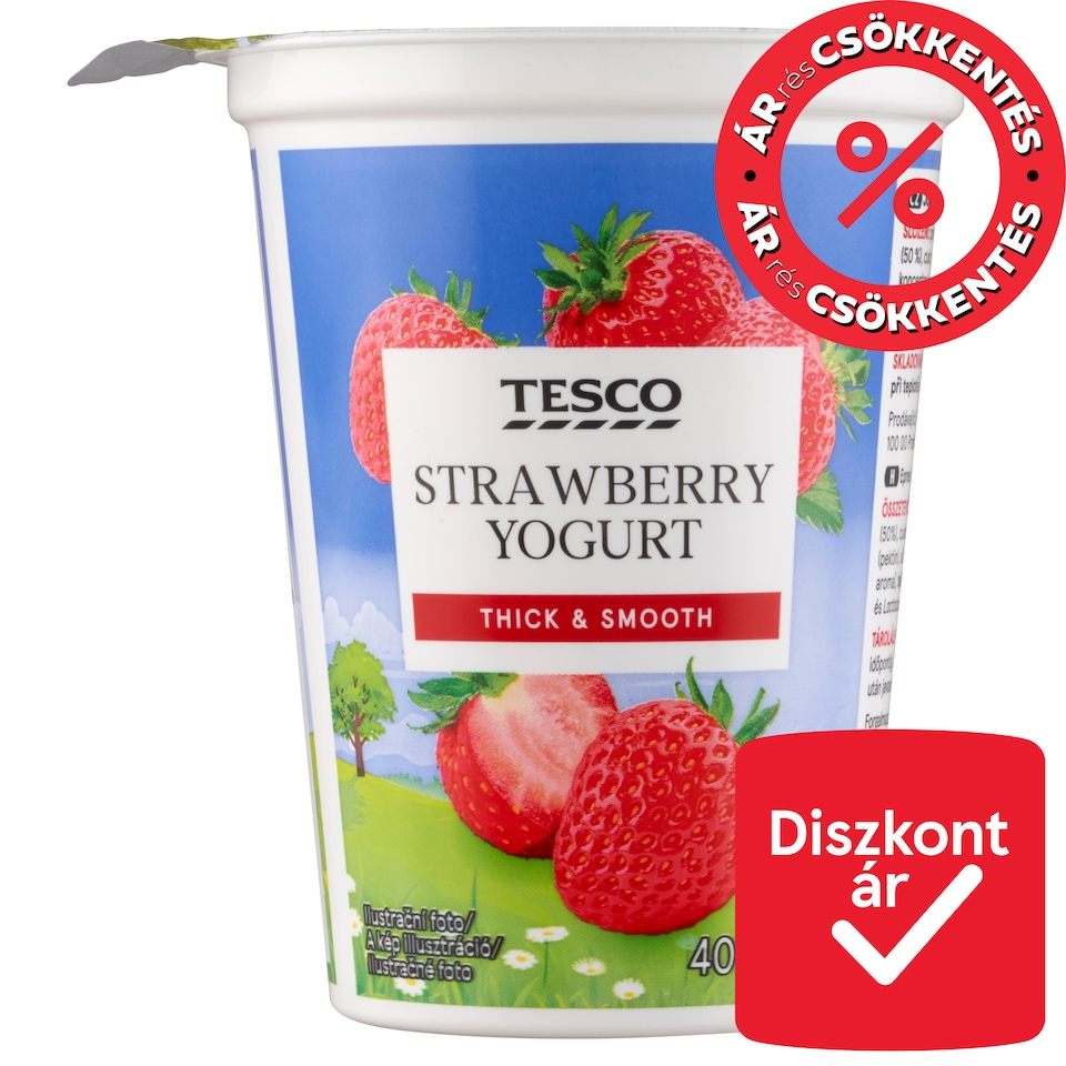 Tesco zsírszegény epres joghurt 400 g