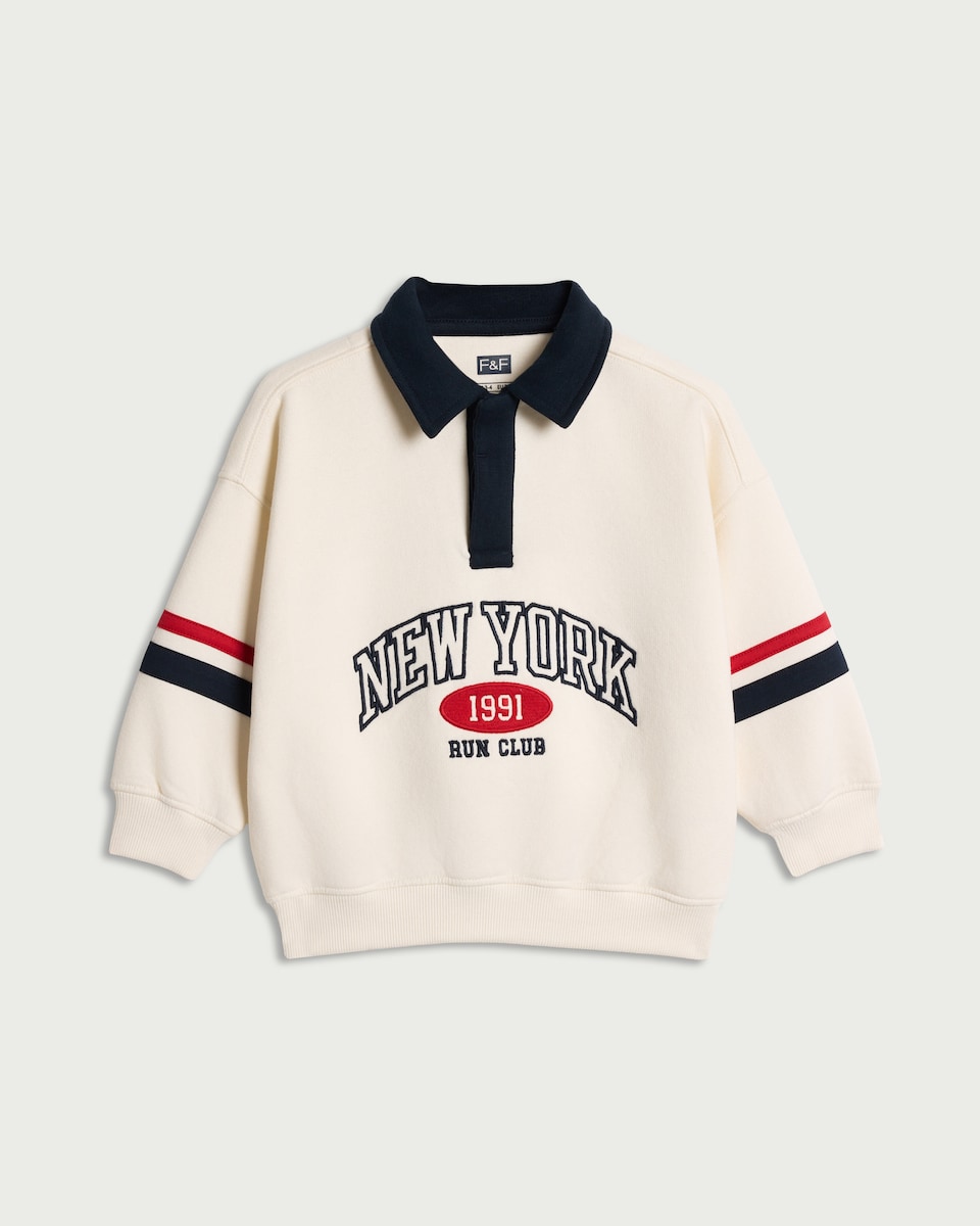F&F Boys Cotton Rich New York Sweatshirt in Cream