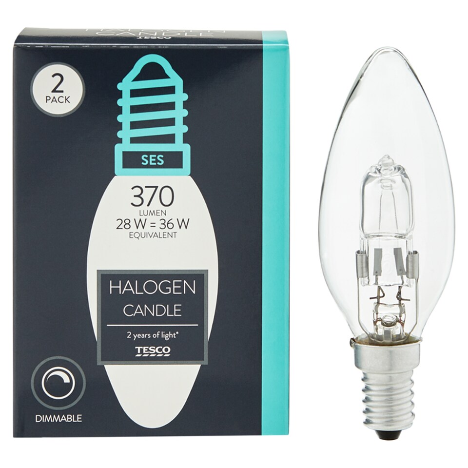 image 1 of Tesco Halogen 28W Candle Small Edisonscrew 2 Pack
