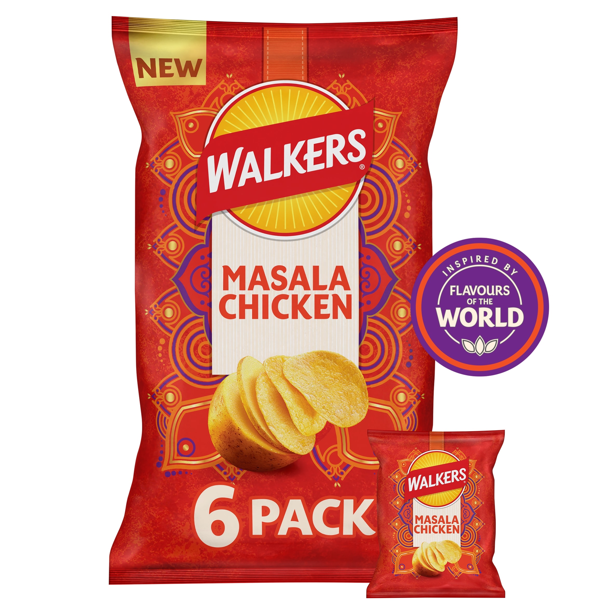 Walkers Masala Chicken Multipack Crisps 6 x 25g