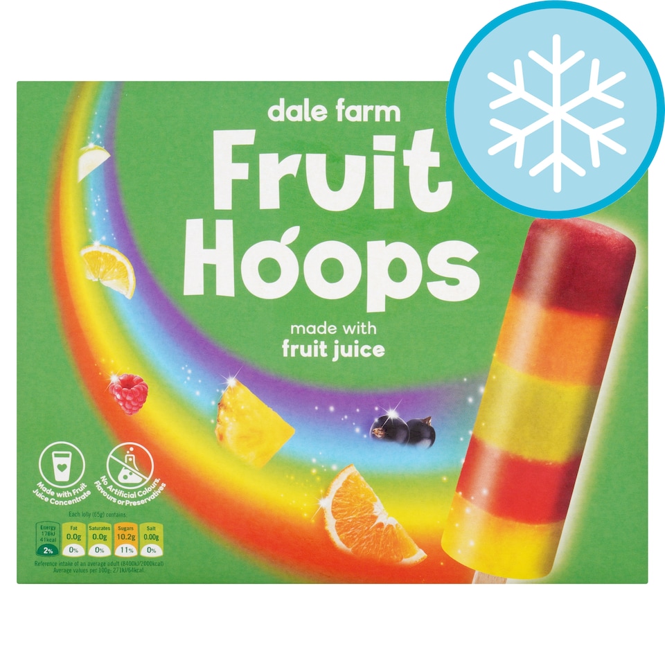 Dale Farm Fruit Hoops Ice Lollies 4X65ml