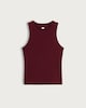 image 4 of F&F Cotton Rich Ribbed Racer Vest in Burgundy