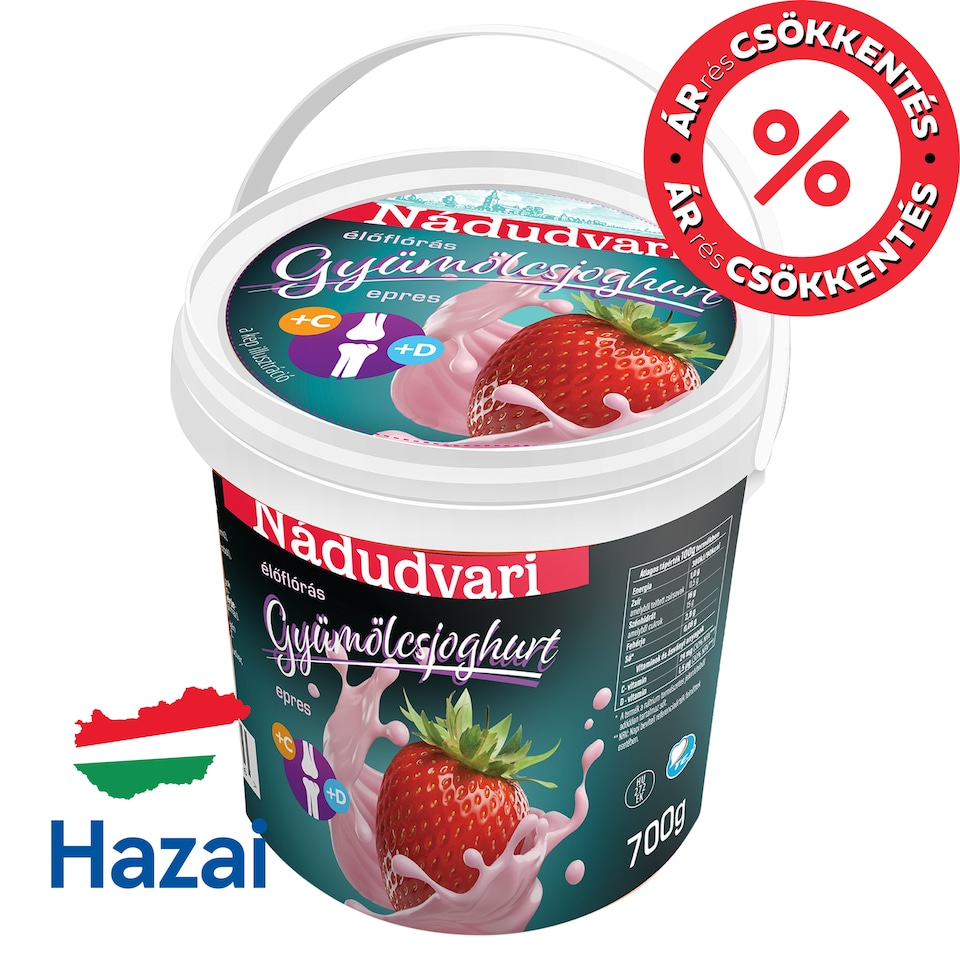 Nádudvari élőflórás zsírszegény epres gyümölcsjoghurt 700 g