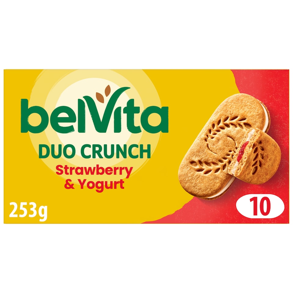 Belvita Breakfast Strawberry & Yogurt Crunch Cereal Biscuit Snack Bars Pack 5 x 50.6g