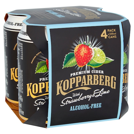 Kopparberg Cider Plus Strawberry & Lime Alcohol Free 4X330ml Tesco Groceries