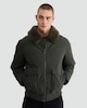 image 1 of F&F Faux Shearling Collar Shower Resistant Bomber Jacket in Khaki