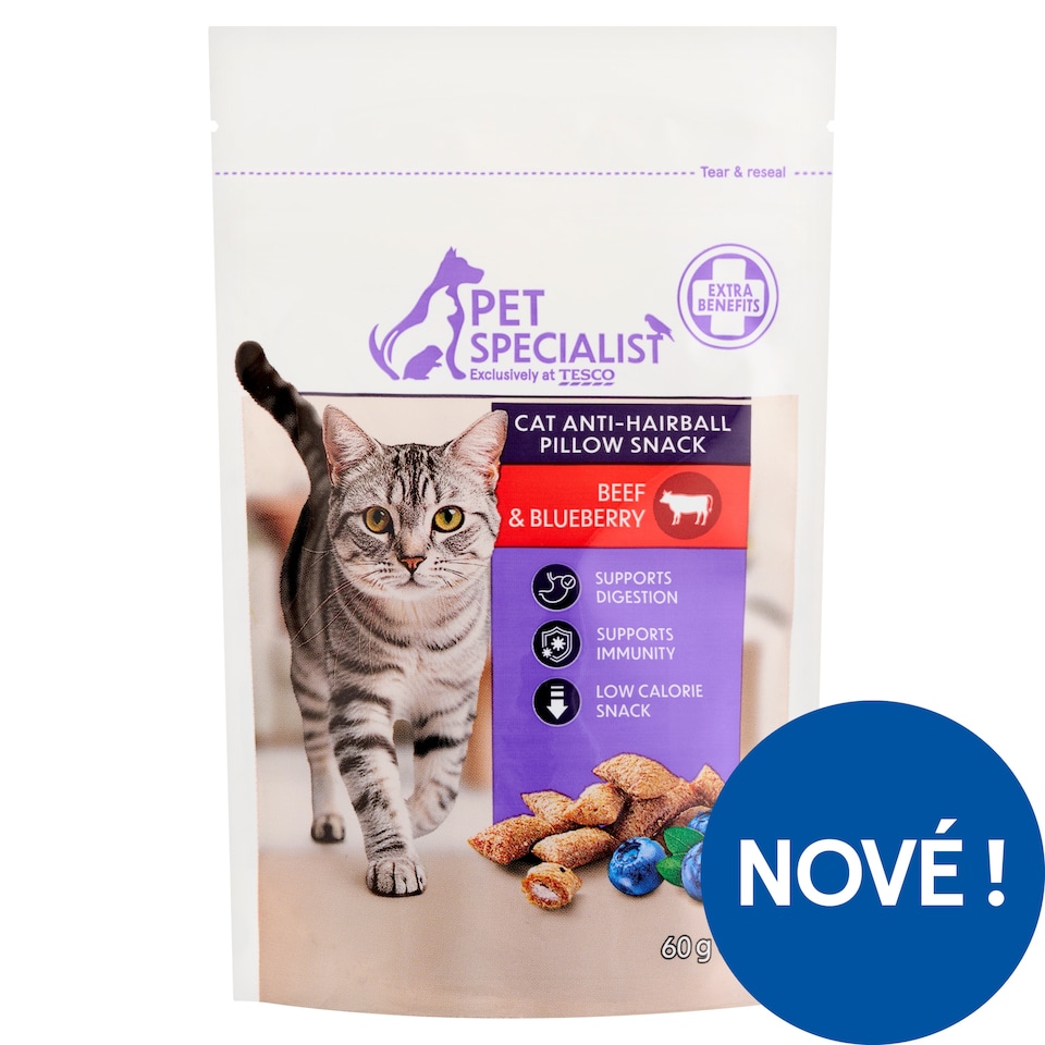Pet Specialist Cat Anti-Hairball Pillow Snack Beef & Blueberry 60g