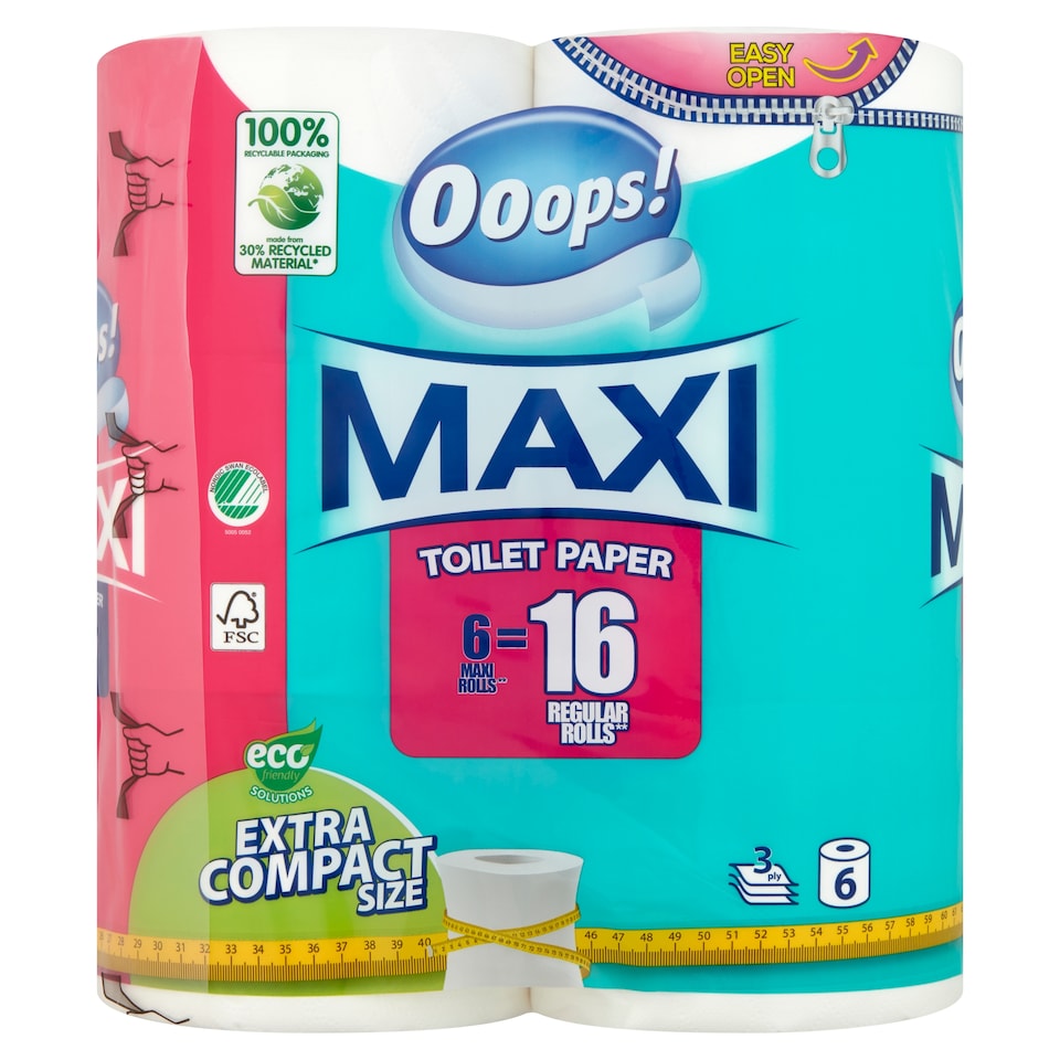 Ooops! Maxi toalettpapír 3 rétegű 6 tekercs