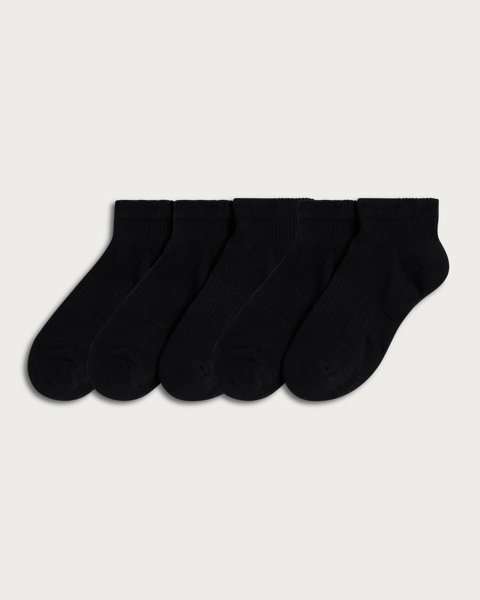F&F Active 5-Pack Cotton Rich Sports Trainer Socks in Black