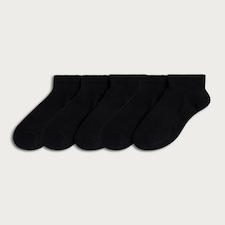 F&F Active 5-Pack Cotton Rich Sports Trainer Socks in Black