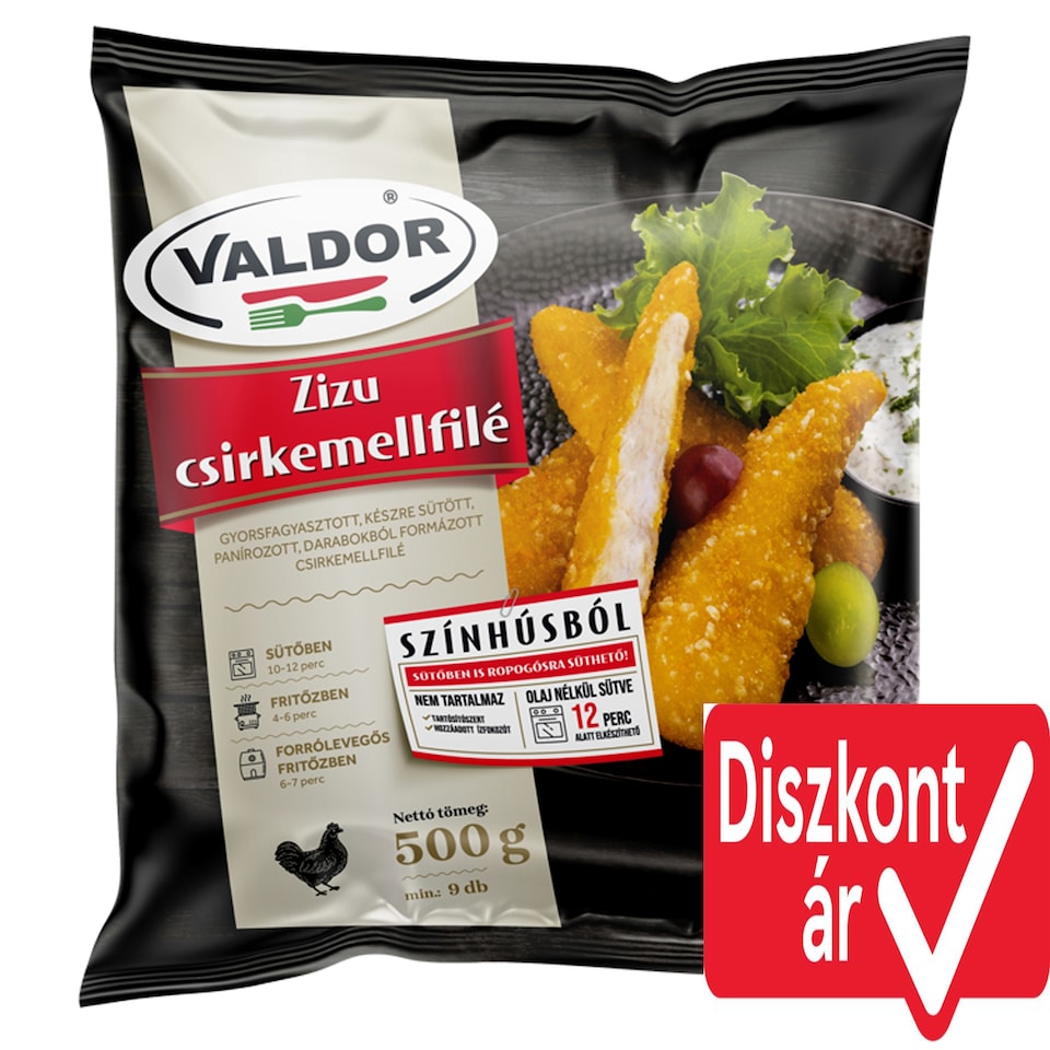 Valdor Zizu gyorsfagyasztott, készre sütött, panírozott csirkemellfilé 500 g