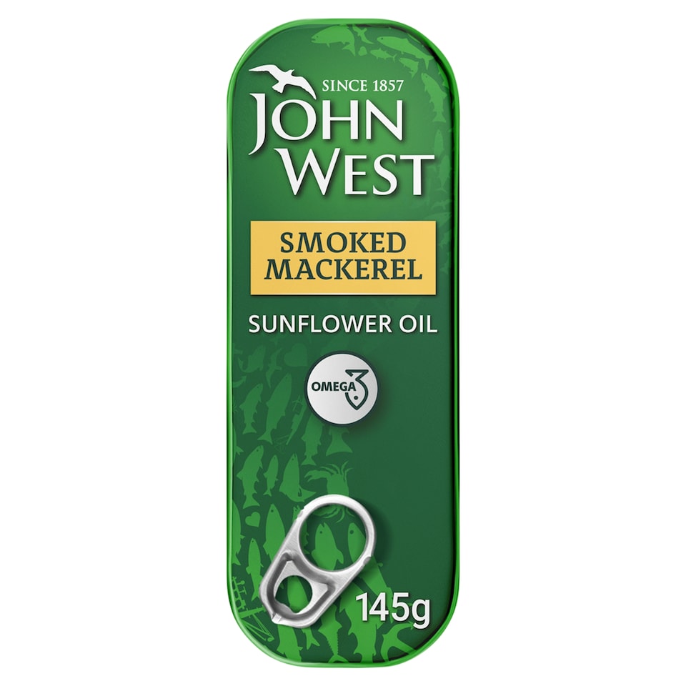 JOHN WEST SMOKED MACKEREL IN SUNFLOWER OIL 145G