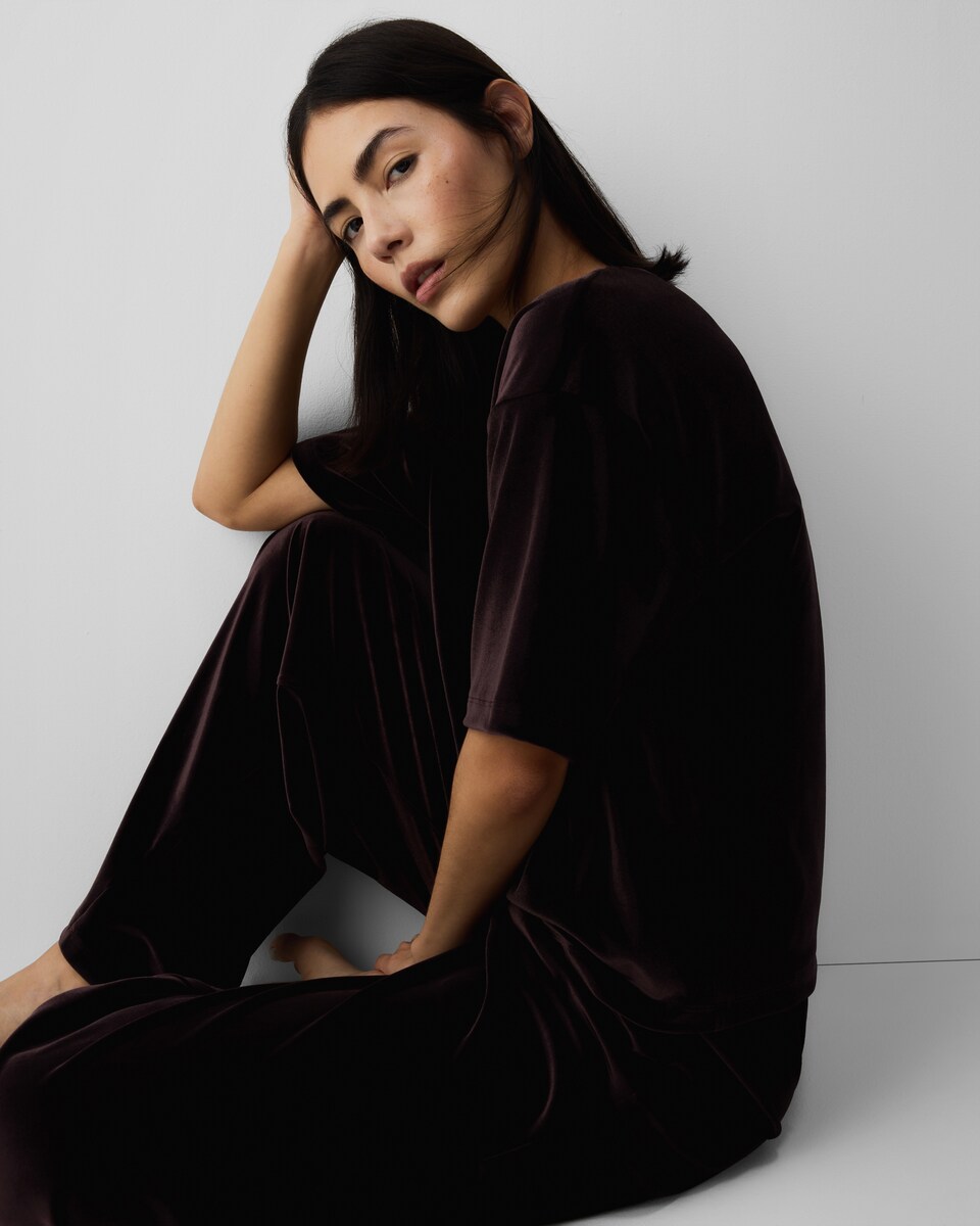 image 1 of F&F Velour Pyjama Set in Chocolate