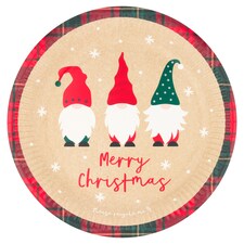 Tesco Santa Gnome Christmas Plates 23cm 10 Pack