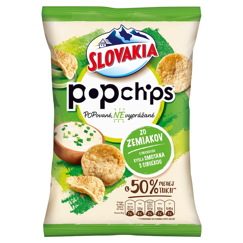 Slovakia Pop Chips S príchuťou kyslá smotana s cibuľkou 65 g