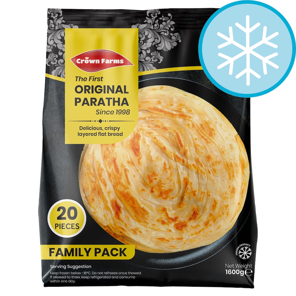 Crown Farms Original Paratha Family Pack 20 Pack 1600g