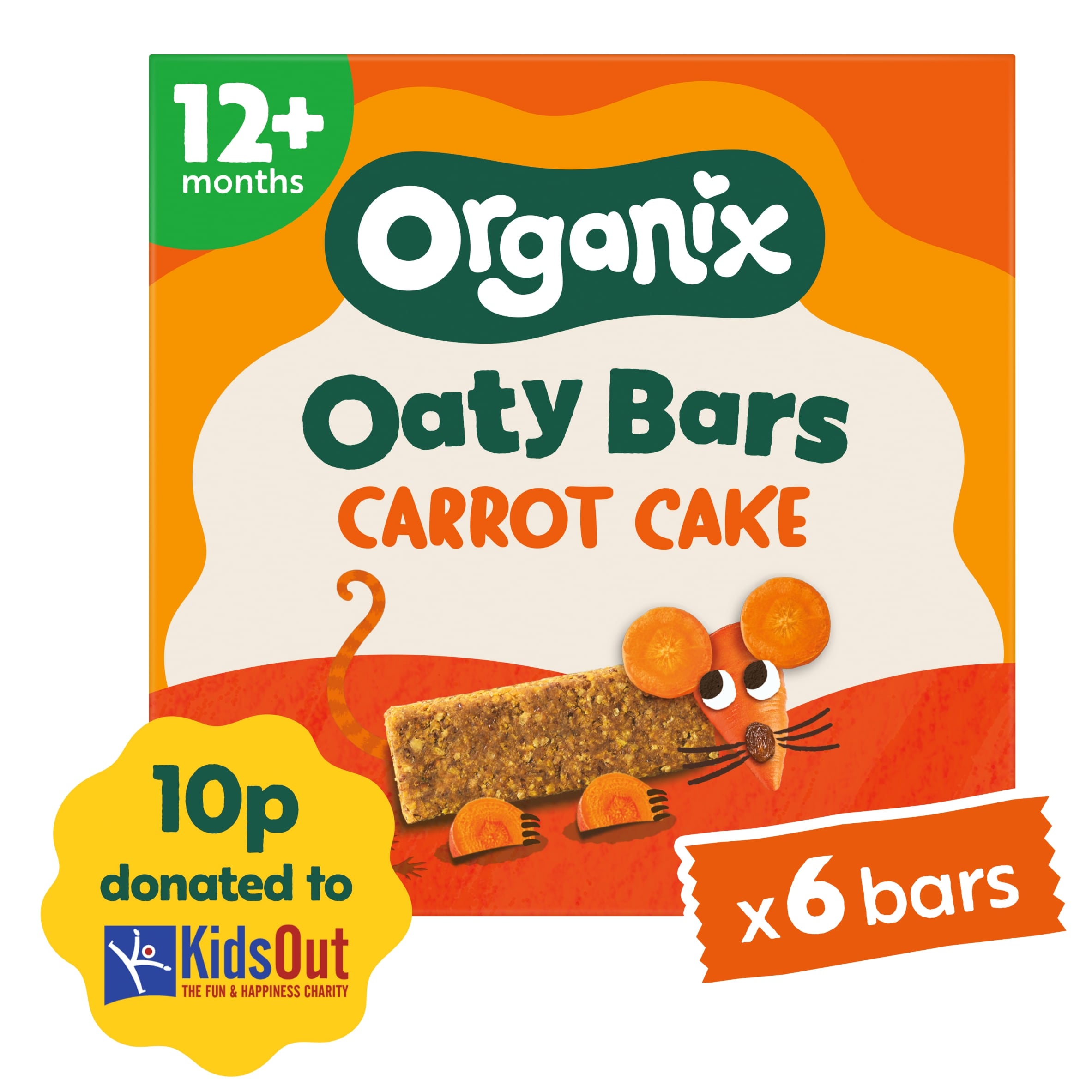 Organix Carrot Cake Oaty Bars Organic Toddler Snacks Multipack 6x23g