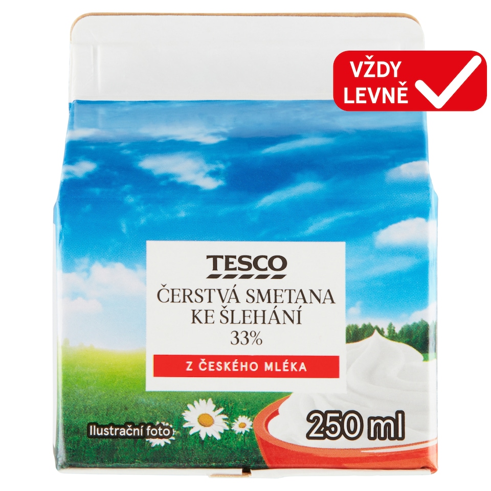 Tesco Čerstvá smetana ke šlehání 33% 250ml