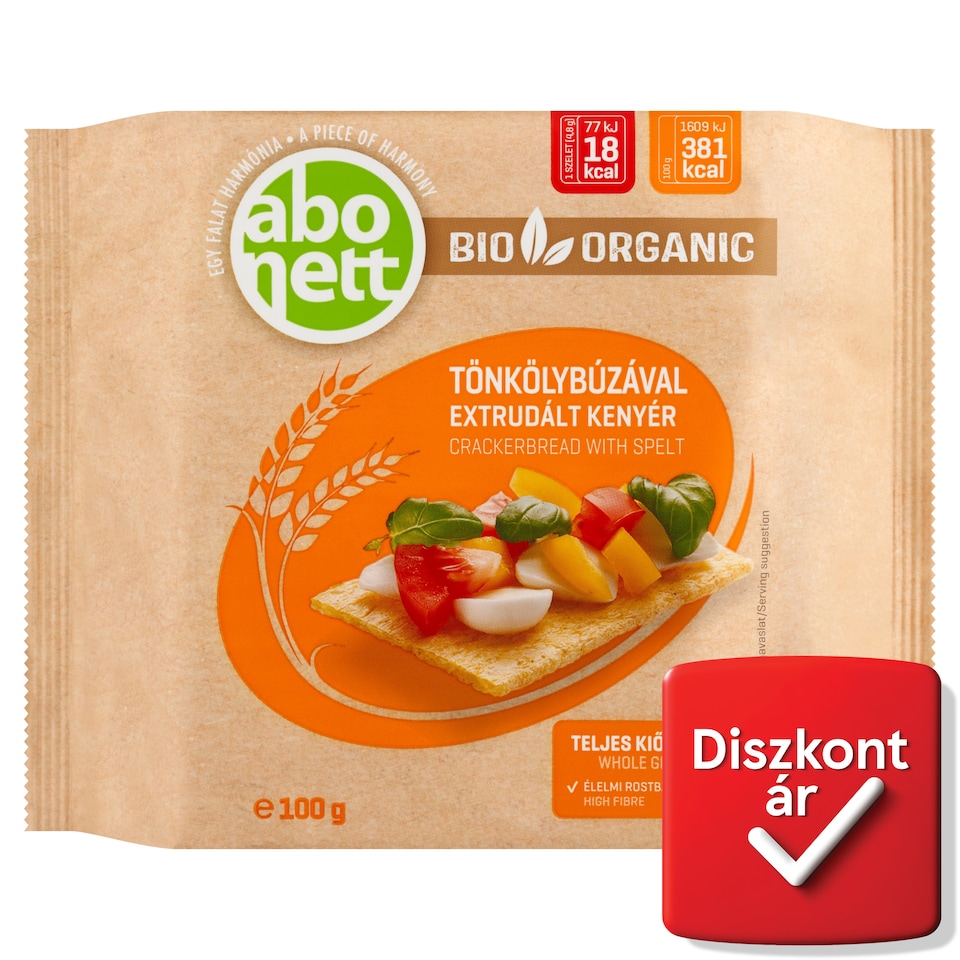 Abonett bio extrudált kenyér tönkölybúzával 100 g  1. kép