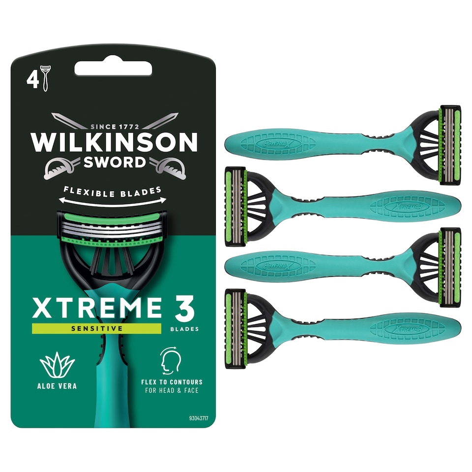 Wilkinson Sword Xtreme 3 Sensitive Comfort Men's Disposable Razors x4