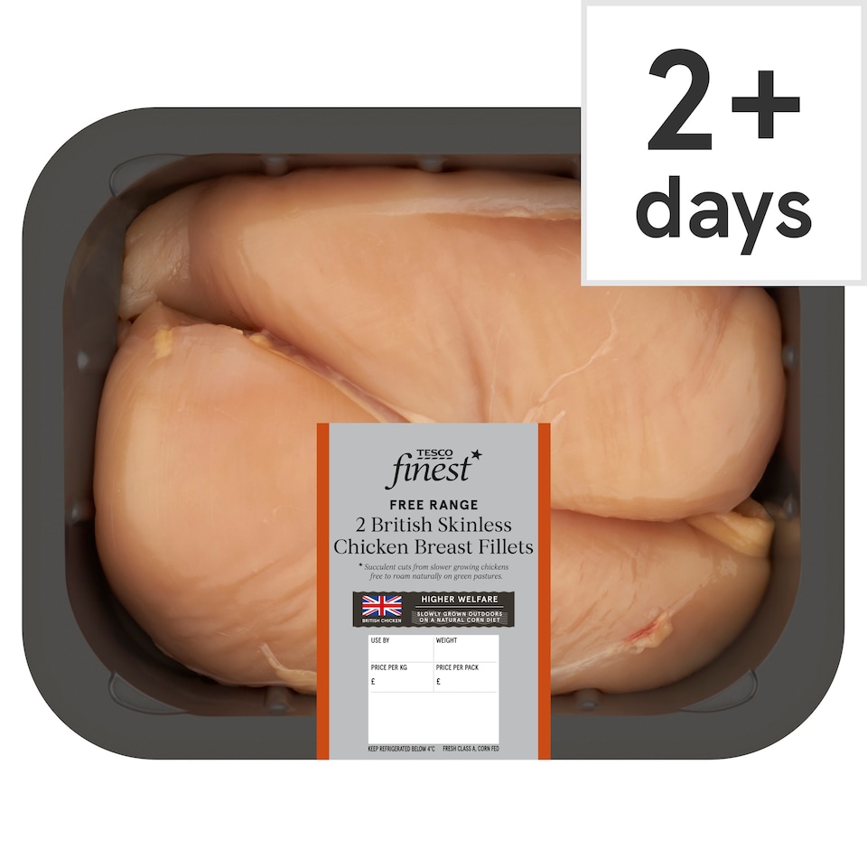 Tesco Finest 2 Cornfed Free Range Chicken Breast Fillets 270G-470G