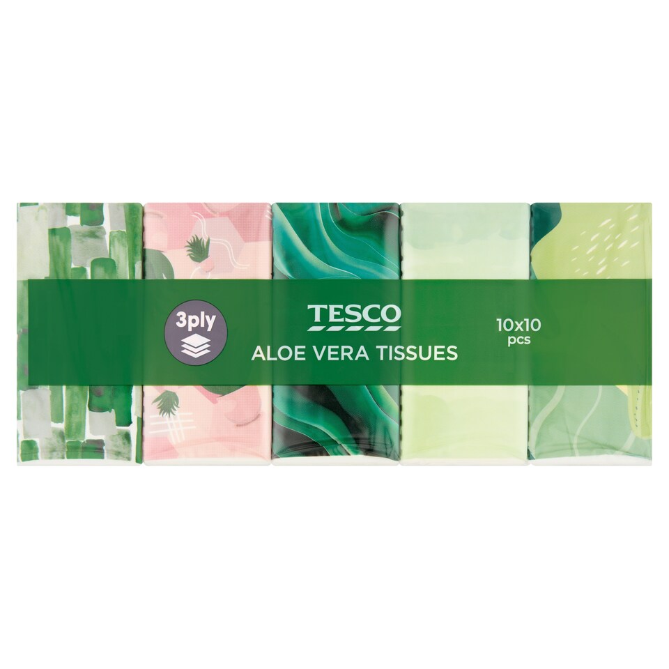 Tesco papír zsebkendő aloe vera illattal 3 rétegű 10 x 10 db