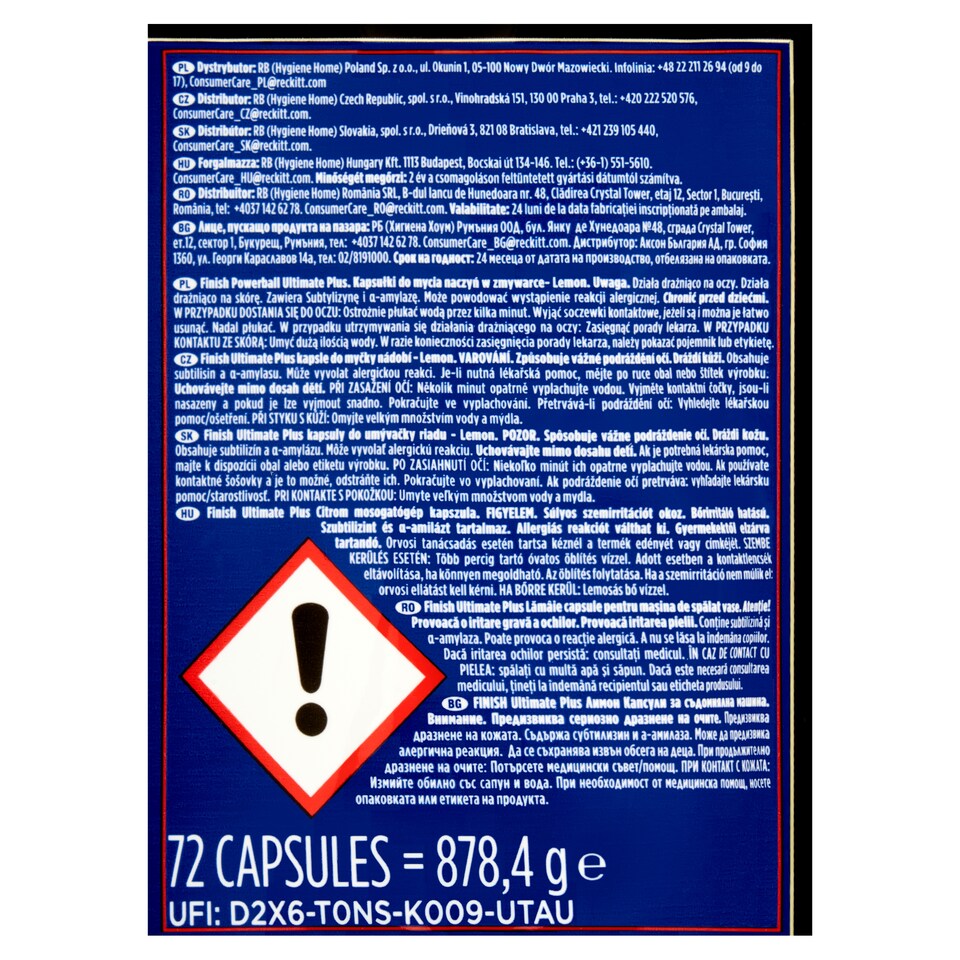Obrázek 1 pro produkt Finish Ultimate Plus kapsle do myčky nádobí - Lemon 72 ks
