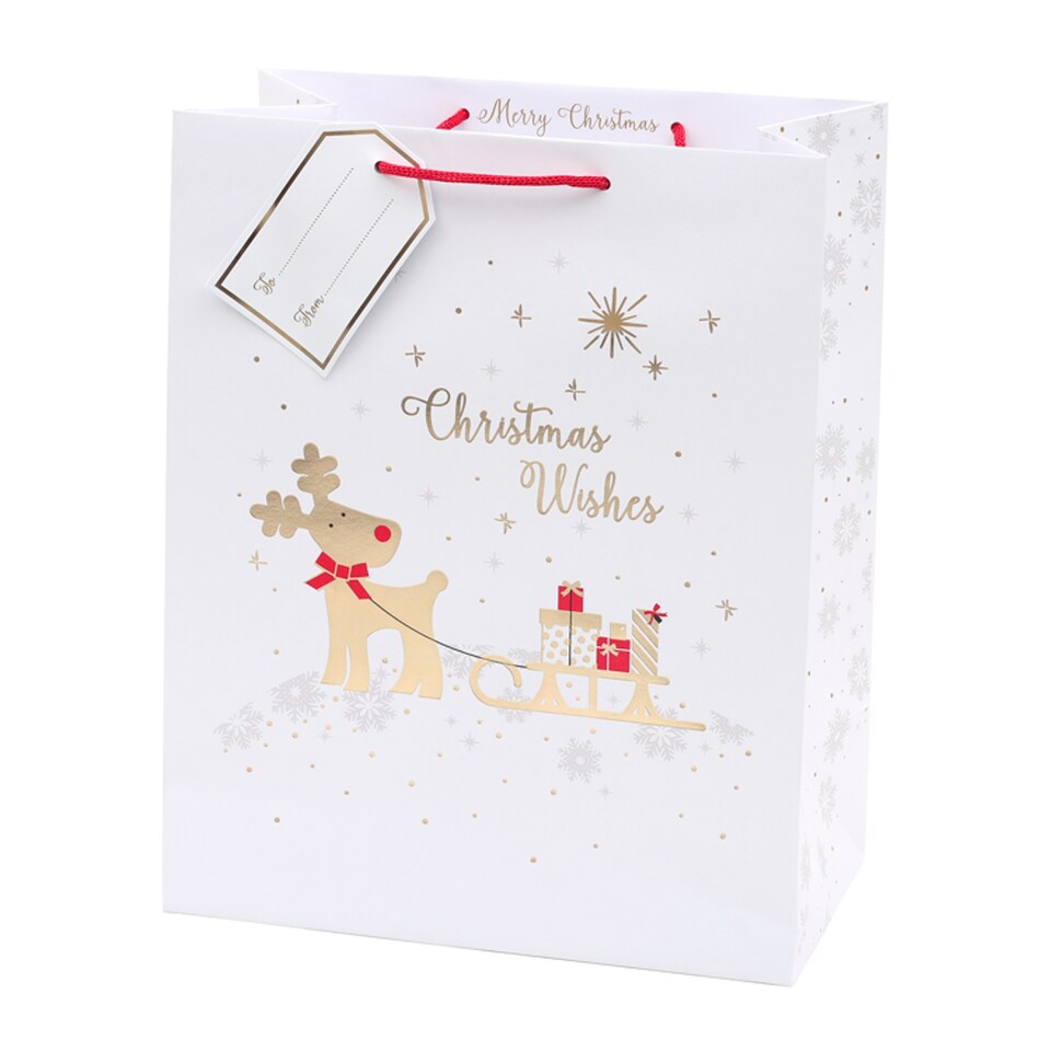 Tesco Luxury Gold Reindeer Gift Bag Large