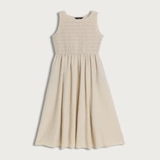 F&F Shirred Sleeveless Midi Dress in Neutral