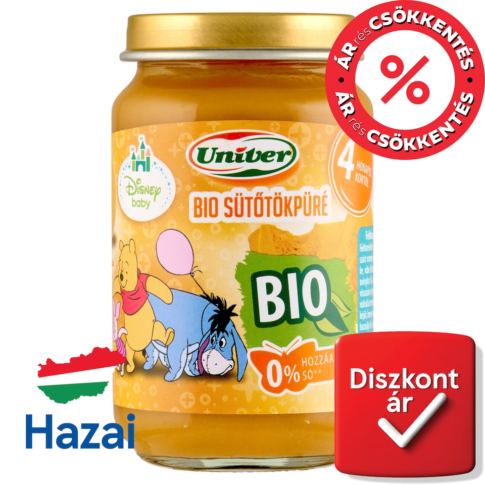Univer Disney Baby bio sütőtökpüré zöldségpüré a bébinek 4 hónapos kortól 163 g  1. kép