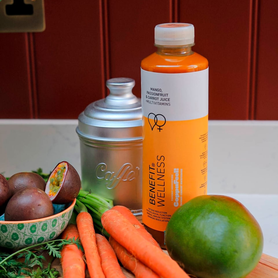 image 1 of BENEFIT WELLNESS MANGO, PASSION FRUIT & CARROT JUICE + MULTIVITAMINS 750ml.